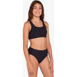 Bikini Surfen Mädchen Bustier hoher Taillenbund 500 Lao Miami schwarz rauchschwarz 141-148cm 10-11J