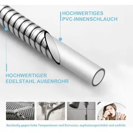 luxuskollektion Duschschlauch 3m Edelstahl Hochdruck Brauseschlauch Chrom