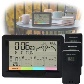 casativo Profi Funk-Wetterstation Schwarz 3 Aussensensoren