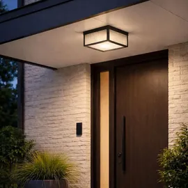 QAZQA AußenDeckenleuchte Aluminium Glas 2-flammig IP44 schwarz