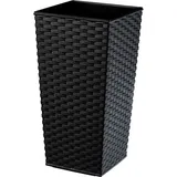 Rattan Blumentopf, Pflanzkübel mit Einlage, 40 cm, Schwarz - Kadax