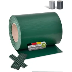 Juskys PVC Sichtschutzstreifen Doppelstabmatten Zaun - 35m x 19 cm grün Zaunfolie Sichtschutz