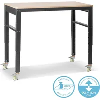 STAHLWERK Werkbank mit Rollen höhenverstellbar 92-104 cm Tragfähigkeit 365