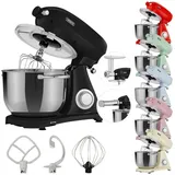 Arebos Küchenmaschine Knetmaschine mit 6L Edelstahl-Rührschüssel, 1800 W, Geräuscharm,Küchenmixer mit Rührhaken, Schlagbesen & Spritzschutz schwarz