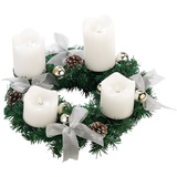 Britesta Adventskranz, silbern, 4 weiße LED-Kerzen mit bewegter Flamme