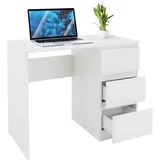 ML-Design Schreibtisch mit 3 Schubladen 90x76x50 cm Weiß Matt Arbeitstisch