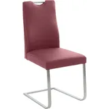 Freischwinger K+W KOMFORT & WOHNEN "6194", rot (rubin 11, edelstahlfarbig), B:47cm H:100cm T:61cm, Stühle, Freischwinger, mit praktischem Griff oben am Rücken, Gestell aus Edelstahl