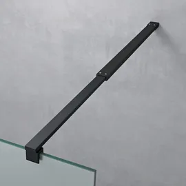 doporro Duschwand Duschtrennwand 100x200 Walk-In Dusche schwarz mit Doppel-Stabilisator aus Echtglas 8mm ESG-Sicherheitsglas Vollsatiniert inkl. NANO