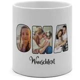 PhotoFancy® - XL Tasse 'OMA' - Personalisierte Fototasse mit eigenem Foto und Text - Große Tasse selbst gestalten - Jumbo-Becher XL 500 ml