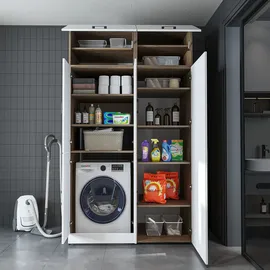 roomartstore.de Dora-II Waschmaschinenschrank 130 x 0 x 0 cm Weiß