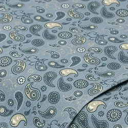 Baumwollstoff Paisly klein "Mona", jeans/natur