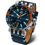 Vostok Europe XXL Energia Rocket Edelstahl Automatikuhr 575A279 Lederband 48 mm - Blau/Blau