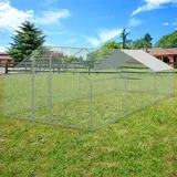 TolleTour Hühnerstall 3x6x2m Hühnerhaus verzinktem Hasenkäfig Geflügelstall Käfig Dach - Silber