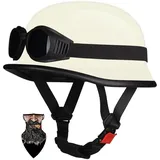 HALYING Halbschalenhelm mit ABS-Schale Retro-Design ECE-zertifizierte - Chopper/Jethelm für Herren Damen | abnehmbares Innenfutter, Mofa Helm, Braincap, Rollerhelm Motorrad