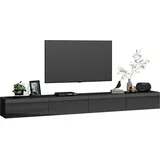 4housedesign® TV Board Lowboard Hängend | Fernsehschrank tv Sideboard Wohnzimmer | Lowboard Wohnzimmer fernsehregal tv Board Hängend tv Shrank tv 55 Zoll - TV Lowboard Schwarz 280cm