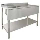 MONSTER SHOP Edelstahlspüle 1 Becken links Einbauart rostfrei Abtropffläche 1200 x 600 mm