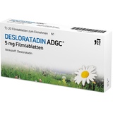 Desloratadin-ADGC® 5 mg - 20 Stück - Antiallergikum mit schneller & langanhaltender Wirkung bei Allergien - verursacht kaum Müdigkeit - lindert Juckreiz & Quaddeln bei Urtikaria - ab 12 Jahre