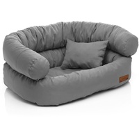 Juelle Hundebett für große Hunde - Sofa für große Hunde, Abnehmbarer Bezug, maschinenwaschbar, flauschiges Bett, Hundesessel Santi S-XXL (Größe: XXL - 140x100cm, Dunkler Popiel)