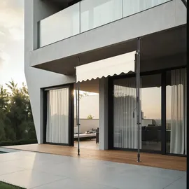 Tectake tectake® Klemmmarkise, mit Handkurbel, höhenverstellbar - 304 cm, einfache Montage