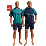 LE JOGGER le jogger® Shorty, (Packung, 4 tlg., 2 Stück), mit aufgesetzten Streifen le jogger® grün, marine