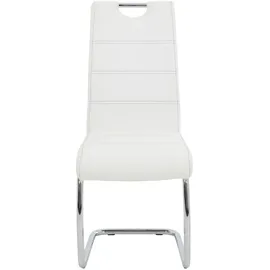 Hela Tische, 2er Set Schwingstuhl, Küchenstuhl Flora, Kunstleder Weiß, Griffmulde, Metallgestell verchromt, 42x57x98 cm) - Lederlook - BHT 42x98x57 cm