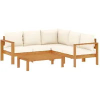 VidaXL 4-tlg. Garten-Sofagarnitur mit Kissen Massivholz Akazie - Creme