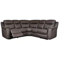 vente-unique Relaxsofa, Braun, Leder, Uni, 5-Sitzer, 217x217 cm, Wohnzimmer, Sofas & Couches, Wohnlandschaften, Ecksofas