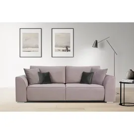 INOSIGN 3-Sitzer INOSIGN "BEATRICE, B: 250 cm - wahlweise mit Bettfunktion", rosa (rosé), B:250cm H:92cm T:107cm, Sofas, u. Bettkasten, incl. 2 Zierkissen
