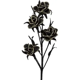 Formano Deko Blüte Deko Blume Kunstblume Blütenzweig Rosenzweig 92 cm schwarz/Gold