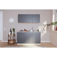 Respekta Küchenzeile Luis 150 cm Grau-Eiche