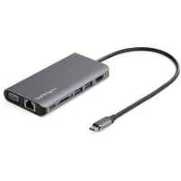 Startech 8-in-1 USB-C Reisedock, 4K HDMI oder VGA, 100W PD, SD, GbE, Audio
