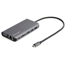 Startech 8-in-1 USB-C Reisedock, 4K HDMI oder VGA, 100W PD, SD, GbE, Audio
