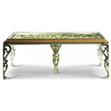 Casa Padrino Luxus Barock Esstisch mit Glasplatte Elfenbein / Gold 212 cm -  Italy - Beige/Gold