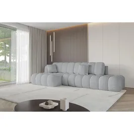 altdecor Ecksofa Olea-L2 Samt mit Schlaffunktion 3-Sitzer Grau