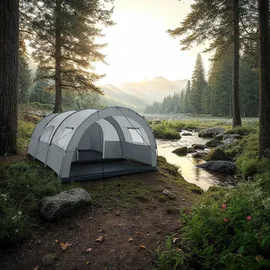 Tectake Tunnelzelt Roskilde Grau