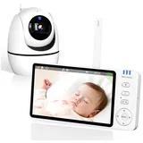 vsifehso Babyphone mit Kamera 5 Zoll Baby Monitor 720p Baby Phone Digitalzoom Zwei-Wege-Audio VOX-Modus Nachtsicht Temperaturüberwachung Schlaflied Wecker