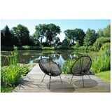 Lomadox Gartensessel GARDA-120, Gartensessel 2er Set Relaxsessel Schnüre modern Geflecht schwarz schwarz