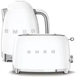 Wasserkocher SMEG 50's Retro Style 1,7l LED Anzeige weiß + Toaster SMEG 50's Retro Style