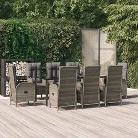 vidaXL Garten-Essgruppe 9-tlg. Schwarz/Grau