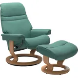 Stressless Stressless® Relaxsessel »Sunrise«, (Set, Relaxsessel mit Hocker), mit Classic Base, Größe M, Gestell Eiche grün