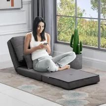 Homcom Schlafsessel 2 in 1 Leinen 60 x 80 x 56 cm Dunkelgrau mit Kissen