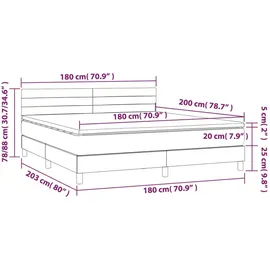 vidaXL Boxspringbett mit Matratze Schwarz 180x200 cm Stoff1468021