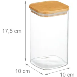 Relaxdays Vorratsgläser mit Deckel 1200 ml, luftdicht, transparent/natur