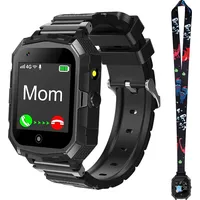 4G Kinder Smart Watch für Jungen Mädchen, Wasserdichtes Smartwatch-Telefon mit GPS WiFi-Videoanruf SOS-Kamera-Armbanduhr für Kinder 3-14 Geburts... - Schwarz