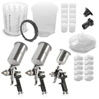 STAHLWERK Druckluft-Lackierpistolen-Set 3 x HVLP mit 25 Mischbechern 650 ml