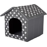 PillowPrim Hundehütte Hundehöhle Hundebett Hundehaus Katzenhöhle Tierbett XL - 60x55 cm grau mit Pfoten