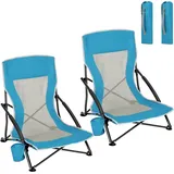 Doppelpack Campingstuhl Klappbar Mit Armlehnen & Getränkehalter – Leichter Strandstuhl Mit Tasche