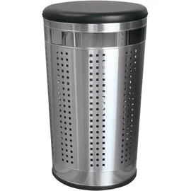 MSV Wäschekorb Wäschesammler Wäschetruhe mit Sitzkissen Rund, 60,5 cm Höhe Metall Silber