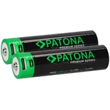 PATONA 2x PATONA Premium 18650 Zelle Li-Ion Akku + USB-C Input 3,7V 3300mAh