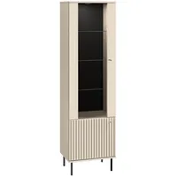 Feldmann-Wohnen Standvitrine, Beige, Holz, 4 Fächer, Rechteckig, 55x190x40 cm,